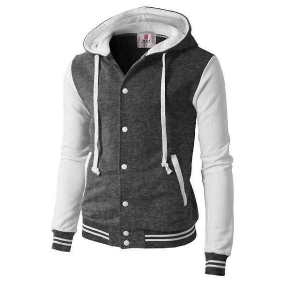 Mens Varsity jacket style hoodie - Picture 1 of 8